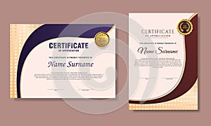 blue and brown gradient certificate template set of 2