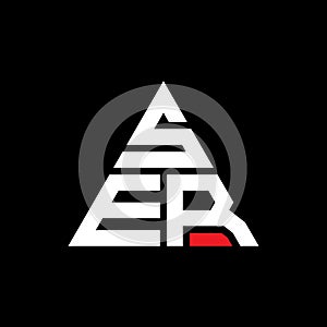 SER triangle letter logo design with triangle shape. SER triangle logo design monogram. SER triangle vector logo template with red