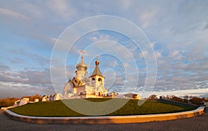 Serafim Sarovsky Cathedral on sunset in Khabarovsk, Russia