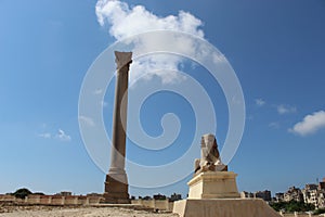Serapeum and Pompey`s Pillar and the sphinx
