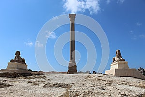 Serapeum and Pompey`s Pillar and the sphinx