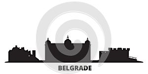 Serbia, Belgrade city skyline isolated vector illustration. Serbia, Belgrade travel black cityscape