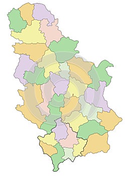 Serbia - detailed editable political map.