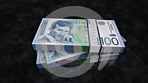 Serbia dinar money banknote pile packs animation