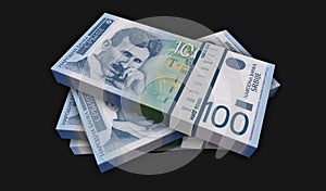 Serbia dinar money banknotes pack 3d illustration