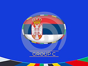 Serbia flag for 2024 European football tournament, national team sign