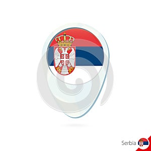 Serbia flag location map pin icon on white background