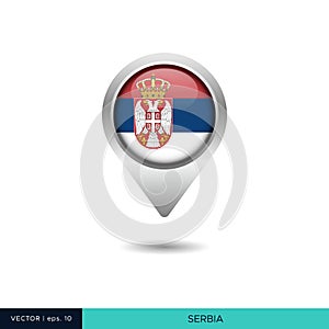 Serbia flag map pin vector design template.