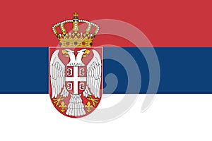 Serbia flag in official colors and with aspect ratio of 2:3.
