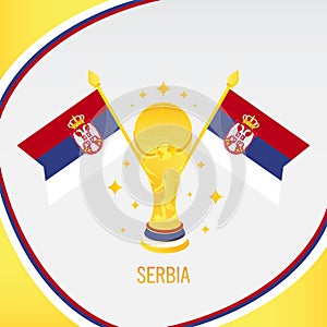 Serbia Gold Football Trophy / Cup and Flag