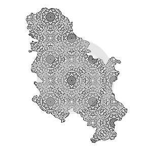 Serbia map with mandala Design