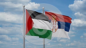 Serbia and Palestine two flags