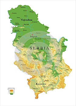 Serbia physical map