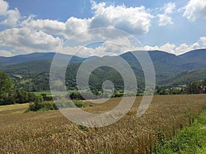 Serbia Sokobanja mouintain range near the town seen from local road