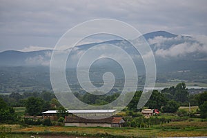 Serbian countryside landscape bad weather conditions