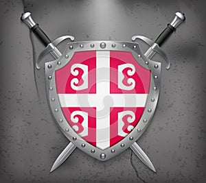 Serbian Cross. National Symbol of Serbia. The Shield with Nation photo