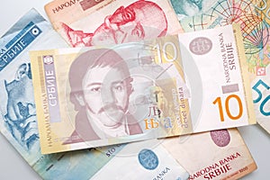 Serbian dinars close up