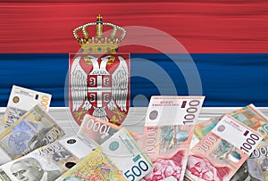 Serbian flag and money