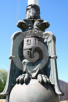 Serbian national coats of arms next the Serbian Parliament in Belgrade