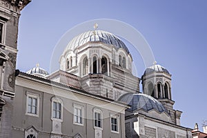 Serbian orthodox Saint spyridon church Chiesa di San Spiridione in Trieste, Italy near the canal grande on the square saint