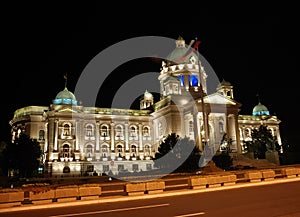 Serbian parliament building - night scene