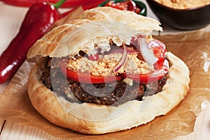 Serbian pljeskavica burger photo