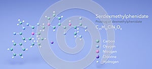 serdexmethylphenidate molecule, molecular structures, Prodrug of dexmethylphenidate, 3d model, Structural Chemical Formula and