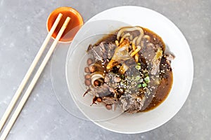 Seremban beef noodle with thick gravy, popular food in Malaysia