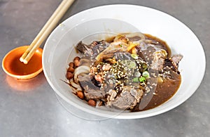 Seremban beef noodle with thick gravy, popular food in Malaysia
