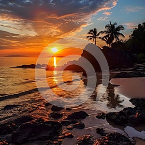 Serenade of the Sun: Captivating Sunset on a Tropical Beach