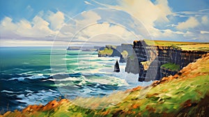 Serenade of Waves: Impressionistic Palette Unveils Cliffs of Moher Magic