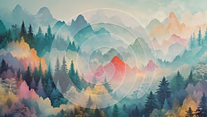 A serene and abstract depiction of multiple backgrounds, featuring a collection of vibrant and muted colors photo