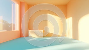 Serene Abstract Pastel Background in an Empty Studio Room with Light and Shadows for Display Use