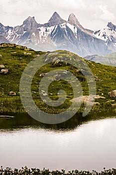 Serene Alpine Lake amidst Savoie Mountains - Saint-Sorlin-d& x27;Arves Landscape