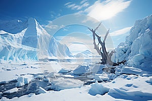 Pristine Antarctic Landscape with Ice Formations. Generative AI