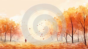 Serene Autumn Landscape: Graphic Novel Inspired Illustration