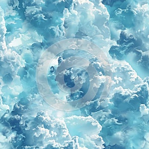 Serene Azure Cloudscape: Tranquil Sky, Fluffy Clouds, and Peaceful Daytime Retreat
