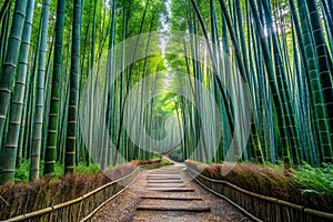 Serene bamboo forest path, Japan