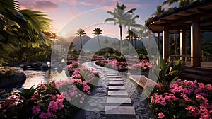 Serene Bamboo Zen Garden at Exotic Spa Retreat photo