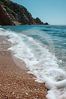 Serene Beach Waves Gently Lapping Against the Shoreline