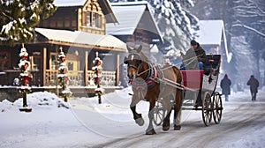 The Serene Beauty of a Horse Cart Ride Across the Snowy Terrain