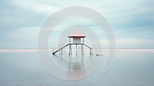 Serene Beauty: A Lifeguard Tower In Illusory Landscapes