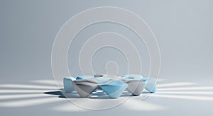 Abstract Blue and Gray Forms: A Minimalist 3D Composition