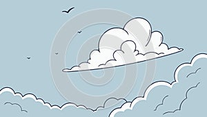 Serene Blue Sky with Fluffy White Clouds Pattern Vector, vector design Generative AI