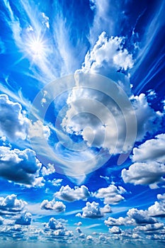 Beautiful blue sky clouds background photo
