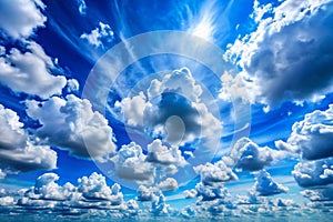 Beautiful blue sky clouds background photo