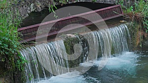 Serene Blue Water River Cascade in Slow Motion