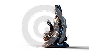 Serene bronze Buddha statue on white background