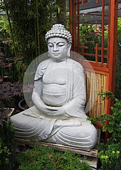 Serene Buddha in Bamboo Garden