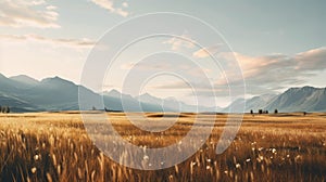 Serene And Calming Wheat Fields In 8k Resolution photo